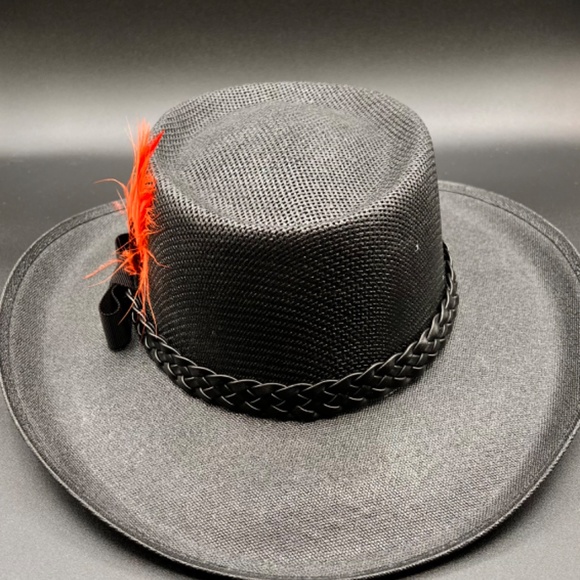 H20 Hat Gallero Style in Black/ Red Feather and Black headband  NWOT - Picture 7 of 9